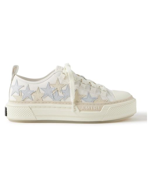 Amiri White Stars Court Leather And Rubber-trimmed Appliquéd Canvas Sneakers for men