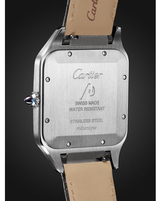 Cartier Black Santos-Dumont Extra-Large Hand-Wound 18-Karat And Stainless Steel Watch, Ref. W2Sa0034 for men