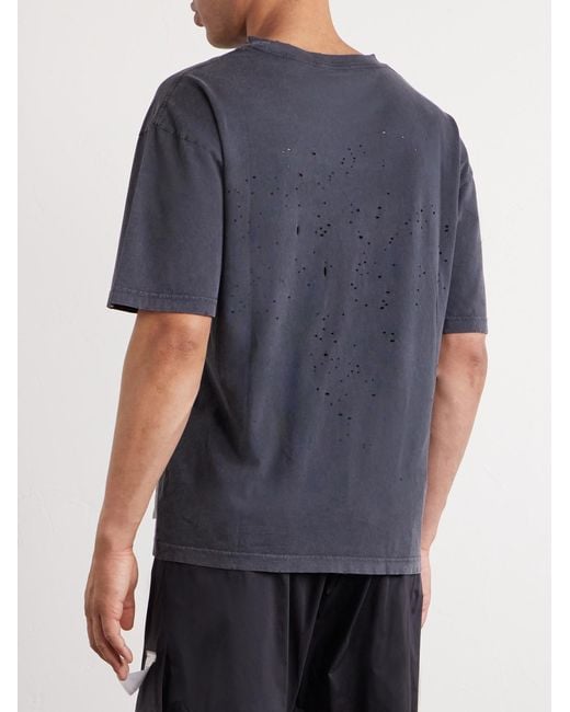 Satisfy Black Logo-Print Distressed Mothtech Cotton-Jersey T-Shirt for men
