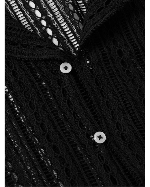 Bode Black Meandering Camp-collar Cotton-lace Shirt for men