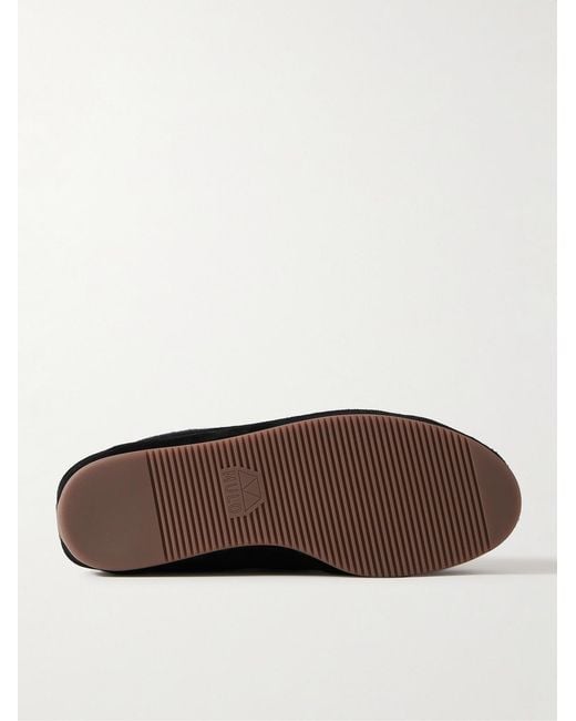 Mulo Black Suede-Trimmed Shearling-Lined Wool Slippers for men