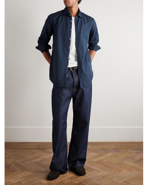 Massimo Alba Blue Striped Cotton Shirt for men