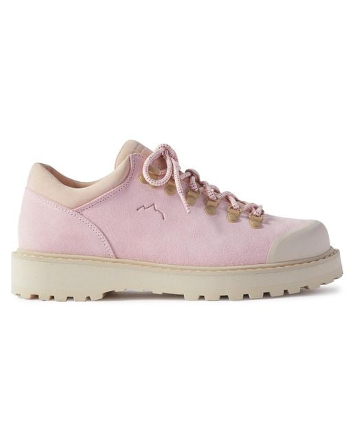 Diemme Pink Cornaro Rubber-trimmed Suede Sneakers for men