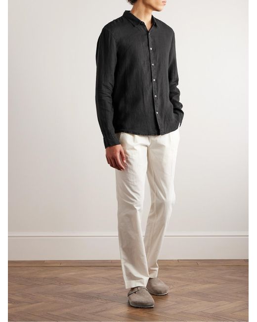 James Perse Garment-dyed Linen Shirt in Black for Men | Lyst Australia