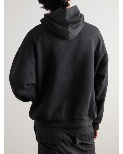 Balenciaga Black Printed Cotton-Jersey Hoodie for men