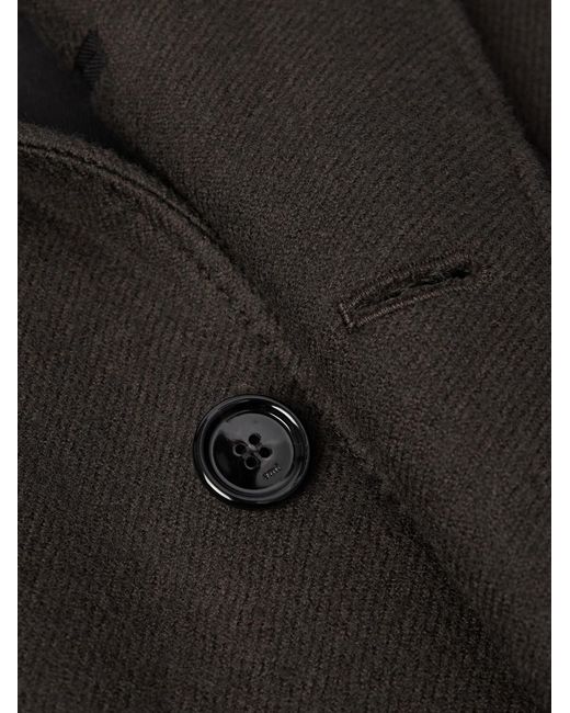 AMI Black Boiled Wool-Gabardine Coat for men