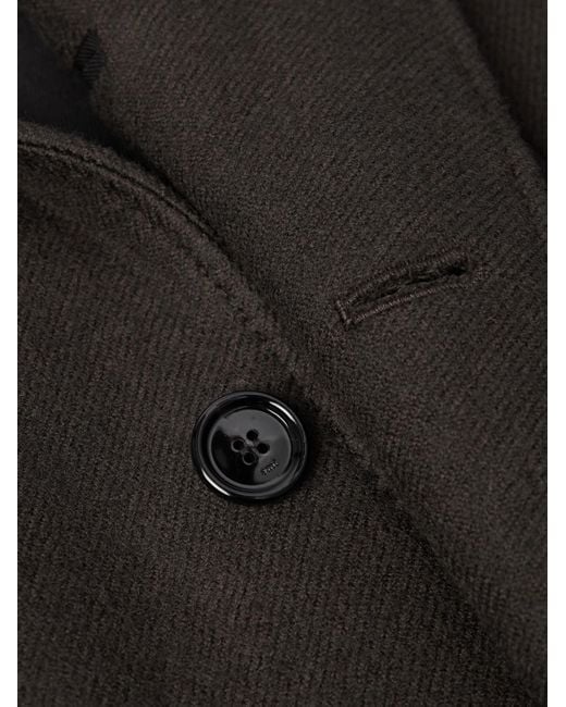 AMI Black Boiled Wool-Gabardine Coat for men