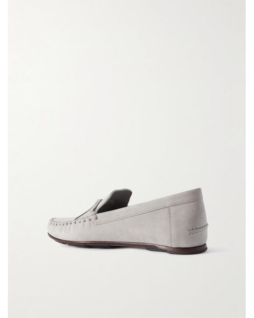 Manolo Blahnik White Gargano Tasselled Nubuck Driving Shoes for men