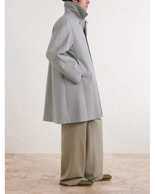 Dries Van Noten Gray Gingham Recycled-Twill Coat for men