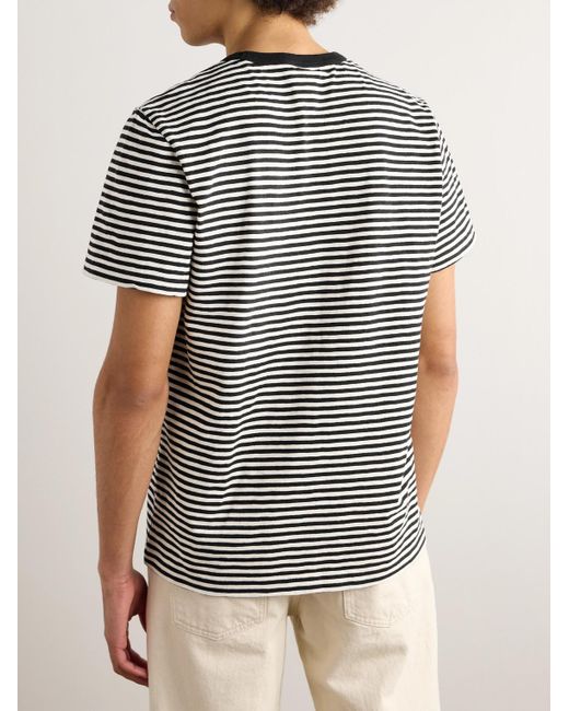 Nudie Jeans Black Roy Slub Striped Cotton-jersey T-shirt for men