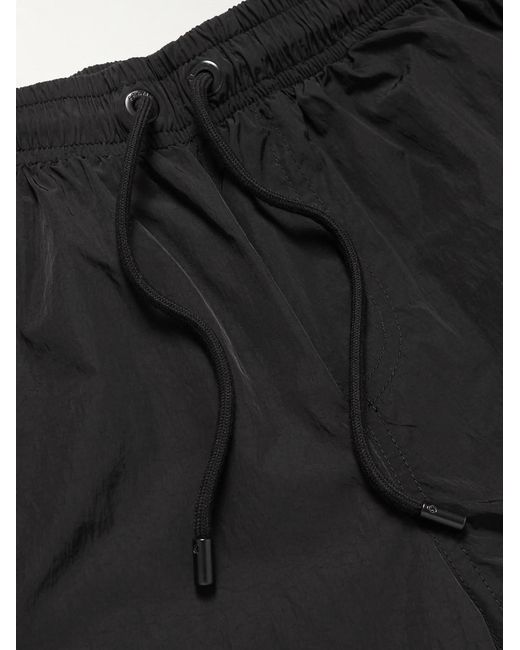 FRAME Black Straight-Leg Short-Length Logo-Appliquéd Swim Shorts for men