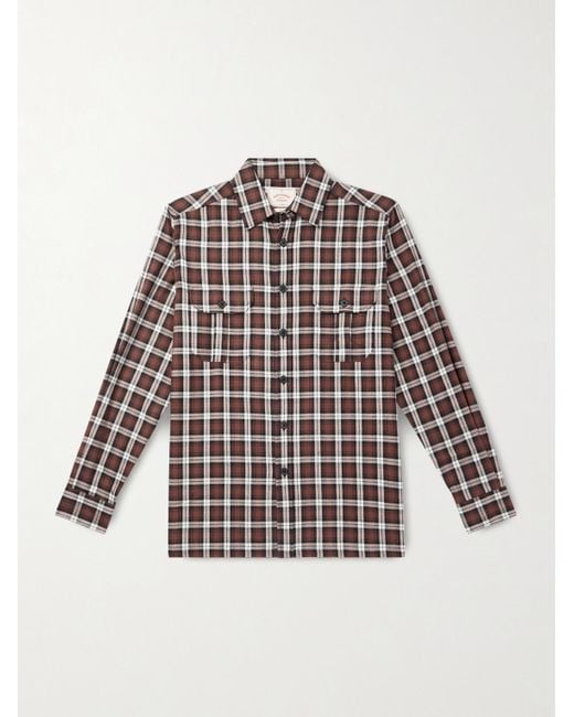 Portuguese Flannel Brown Parker Checked Cotton-Flannel Shirt for men