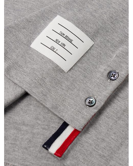 Thom Browne Gray Slim-Fit Grosgrain-Trimmed Cotton-Jersey T-Shirt for men