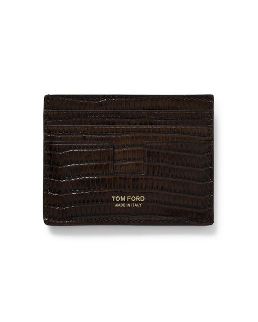 Tom Ford Black Lizard-effect Glossed-leather Cardholder for men