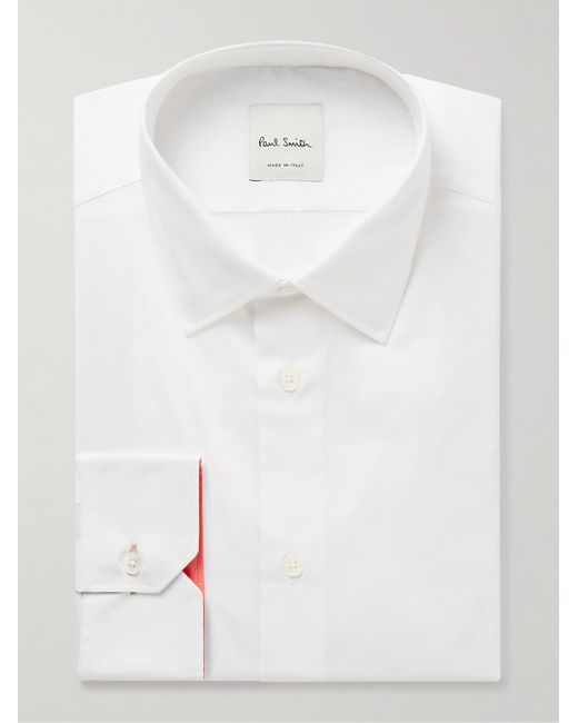 Paul Smith White Slim-fit Cotton-blend Poplin Shirt for men