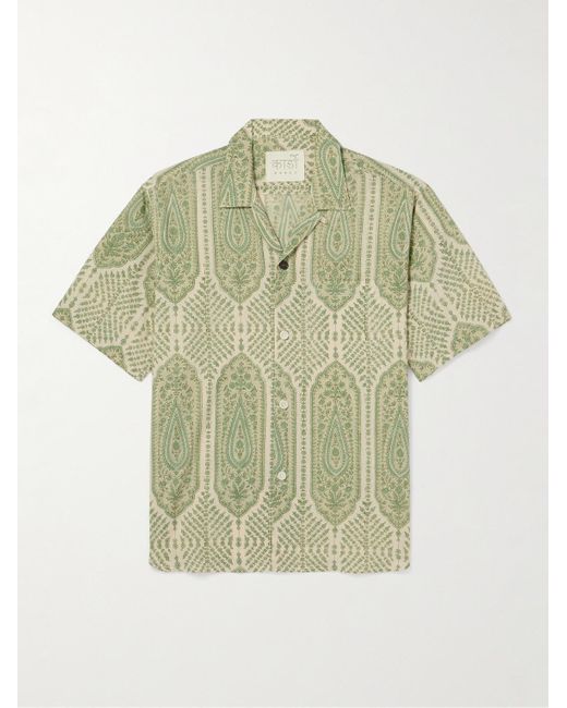 Camicia in cotone stampato con colletto convertibile Ronen di Kardo in Green da Uomo