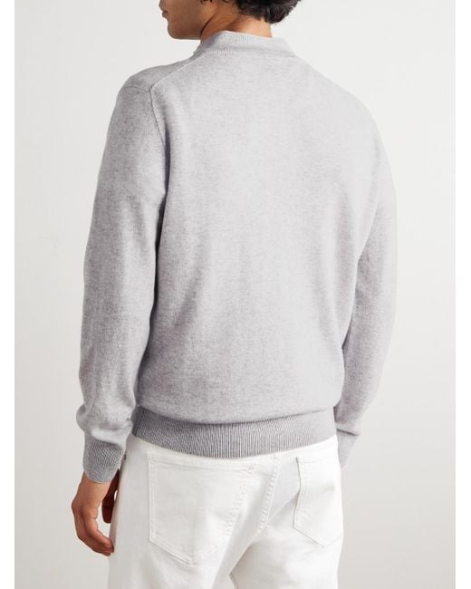 Eleventy Gray Cashmere Half-Zip Sweater for men