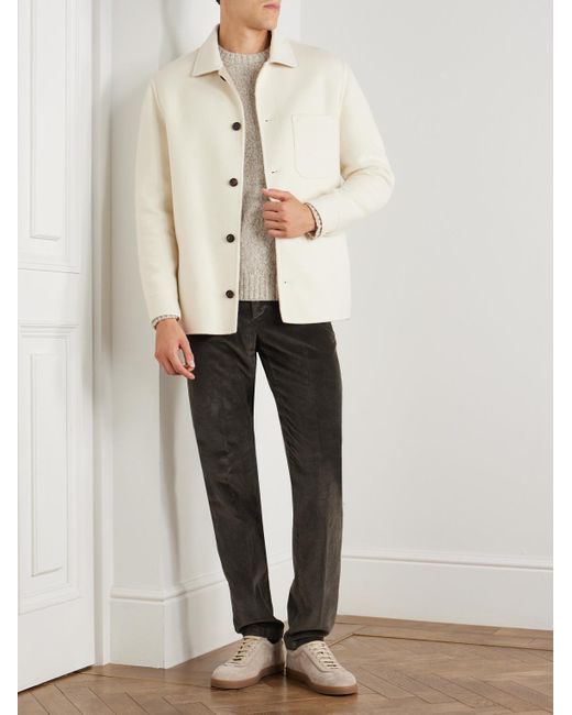 Eleventy Gray Straight-Leg Stretch Cotton And Modal-Blend Corduroy Trousers for men
