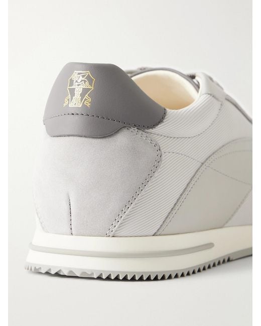 Brunello Cucinelli Natural Runner Suede And Leather-Trimmed Shell Sneakers for men