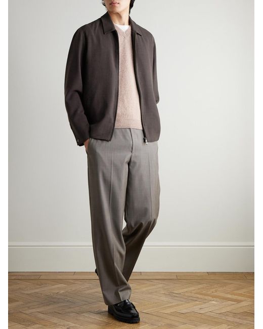 Sunspel Gray Textured Wool-Blend Harrington Jacket for men