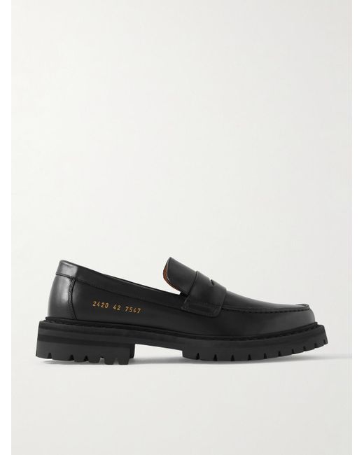 Common Projects Black Leather Penny Loafers for men