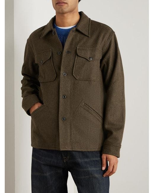 RRL Green Wool-Blend Felt Overshirt for men