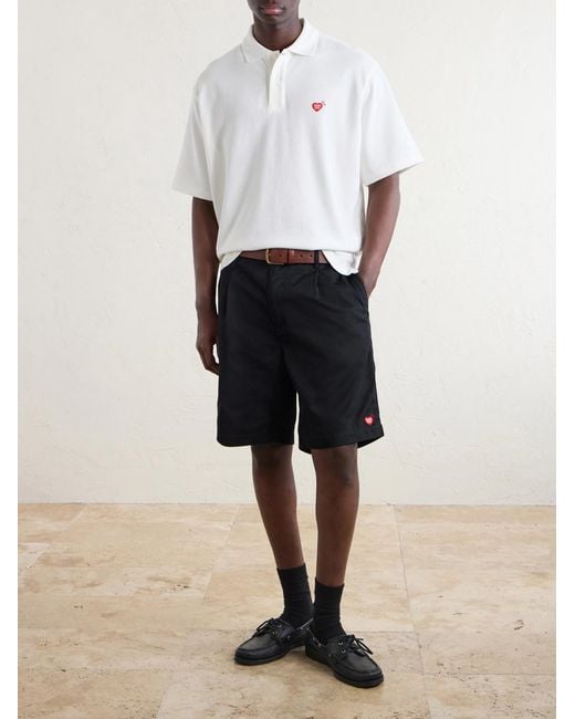Human Made White Logo-Detailed Cotton-Piqué Polo Shirt for men