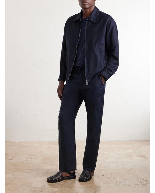 Frescobol Carioca Mendes Straight-leg Linen And Cotton-blend Twill Drawstring Trousers - Men - Blue - Uk/us 30 Blue Uk/us 30 for men