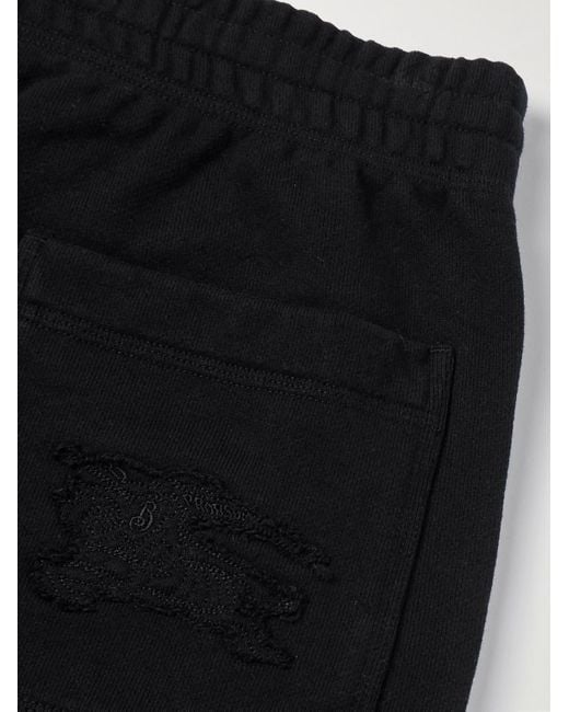 Burberry Black Tapered Logo-Appliquéd Cotton-Jersey Sweatpants for men
