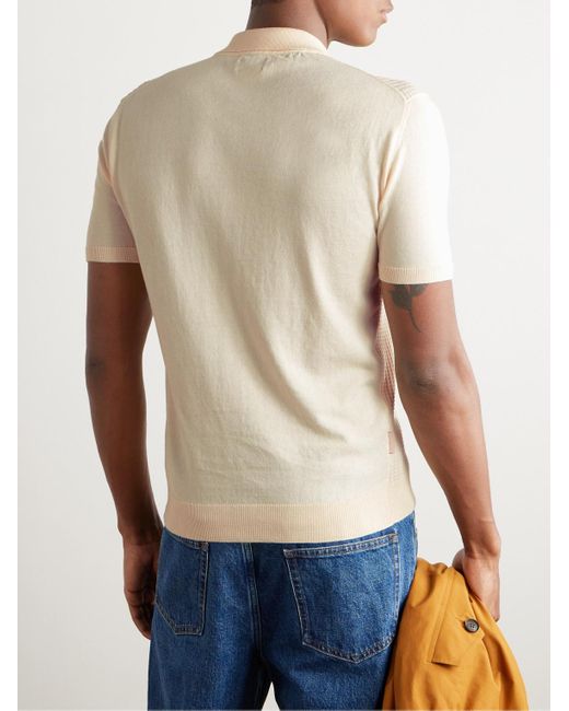 Baracuta Natural Ribbed Cotton Polo Shirt for men