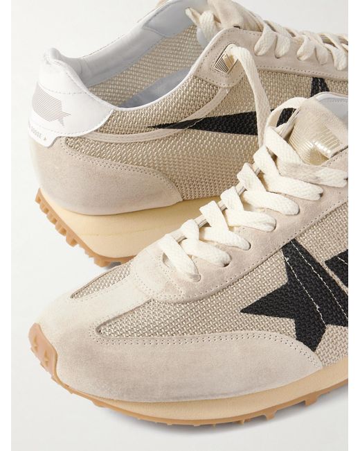 Golden Goose Deluxe Brand Natural Marathon Distressed Suede-trimmed Printed Mesh Sneakers for men