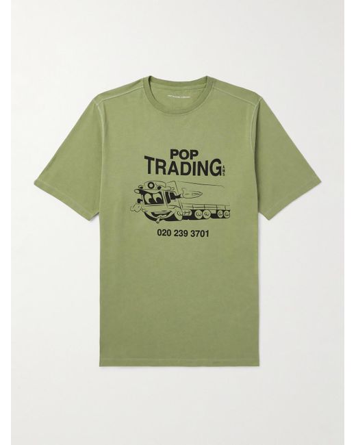 T-shirt in jersey di cotone con logo di Pop Trading Co. in Green da Uomo