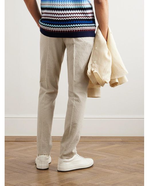 Pantaloni slim-fit in cotone seersucker stretch di Paul Smith in Natural da Uomo