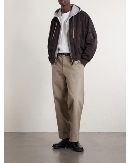 A.PRESSE Natural Wide-Leg Cotton-Twill Trousers for men