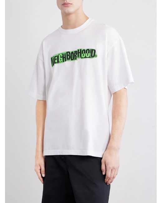Neighborhood White Logo-Print Cotton-Jersey T-Shirt for men