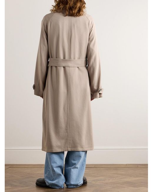 AMI Natural Belted Wool-Crepe Coat for men