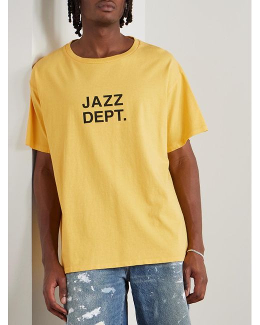 GALLERY DEPT. Yellow Jazzy Logo-Print Cotton-Jersey T-Shirt for men