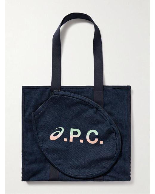 A.P.C. Blue Asics Logo-print Raquette Denim Tote Bag for men