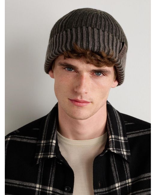 Sease Green Dinghy Reversible Ribbed Cashmere Beanie for men
