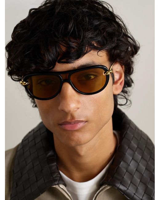 Bottega Veneta Black Aviator-style Acetate Sunglasses for men