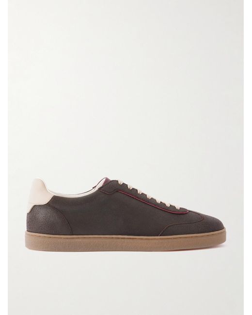 Brunello Cucinelli Brown Coda Di Rondine Leather-trimmed Waxed-suede Sneakers for men