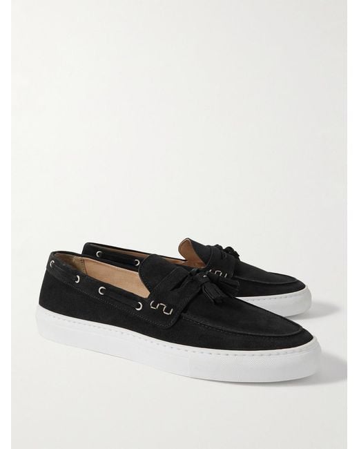 Frescobol Carioca White Monta Tasselled Suede Boat Shoes for men