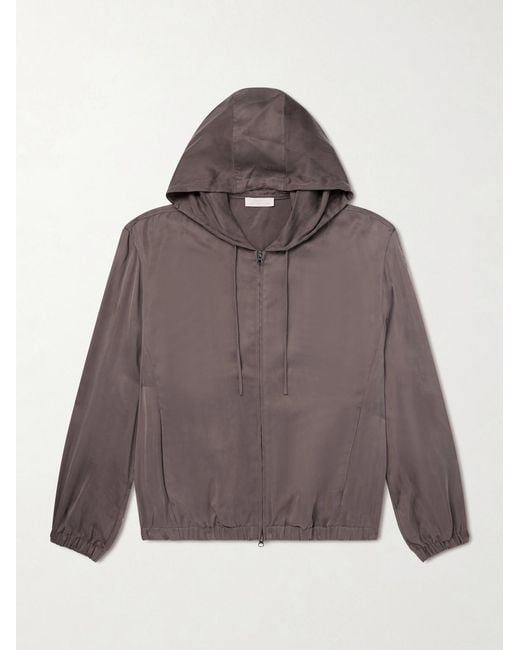 Amomento Brown Satin Hooded Jacket for men