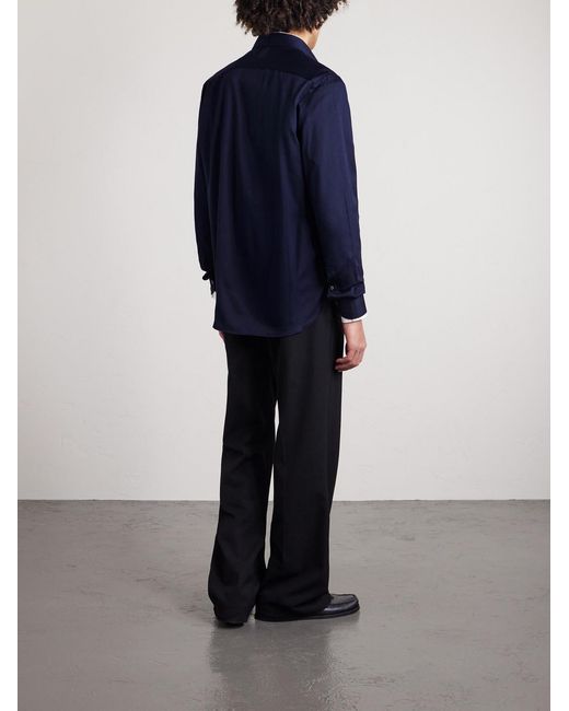 Canali Blue Cotton And Lyocell-Blend Shirt for men