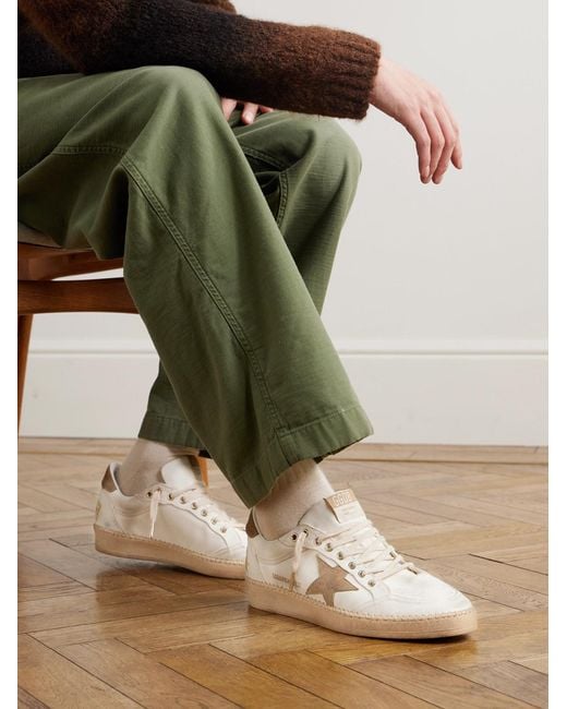 Golden Goose Deluxe Brand Natural Ball Star Distressed Suede-Trimmed Canvas Sneakers for men