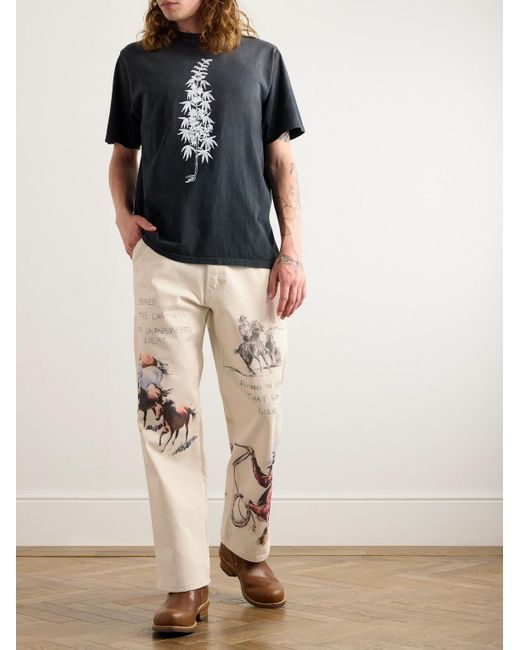 One Of These Days Natural Fort Courage Straight-leg Printed Cotton-canvas Trousers for men