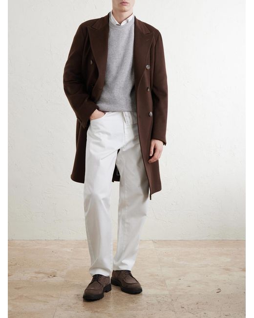 Canali White Straight-Leg Cotton-Twill Trousers for men