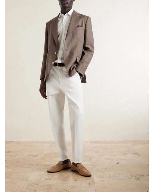 Brunello Cucinelli Brown Linen Suit Jacket for men