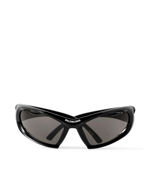 Balenciaga Black Wrap-around Acetate Sunglasses for men