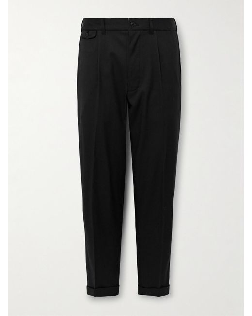 Alex Mill Black Slim-fit Pleated Wool-blend Gabardine Suit Trousers for men